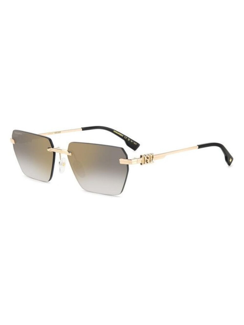 New DSquared2 Men's Sunglasses Gold Square Lens Metal Frame D2 0102 S RHL 58